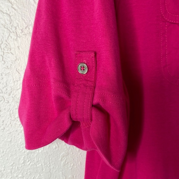 Croft & Barrow Women's Fuchsia Button Down Shirt - Picture 4 of 6